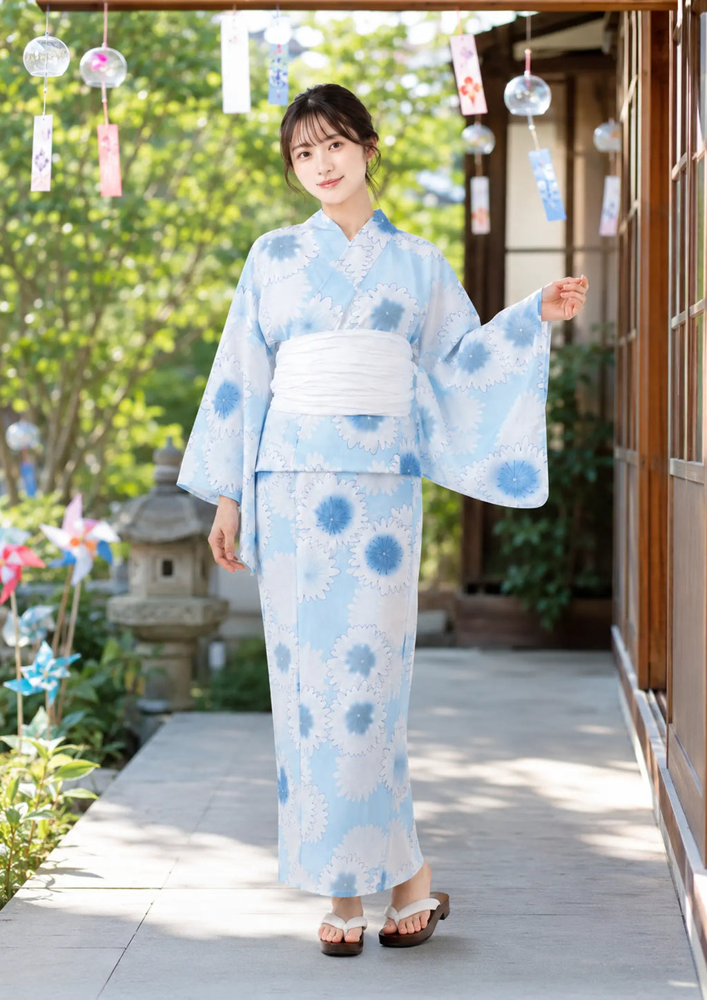 浴衣販売】セパレート2way浴衣帯つきセット爽やかに大人っぽく/WY-17