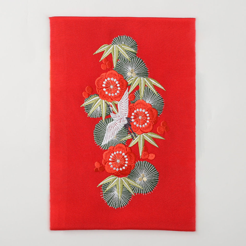 半衿：鶴と松竹梅刺繍赤 – kimono-hearts-onlinestore