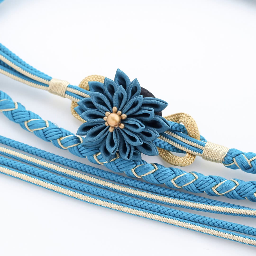 帯締め：摘みターコイズブルー – kimono-hearts-onlinestore