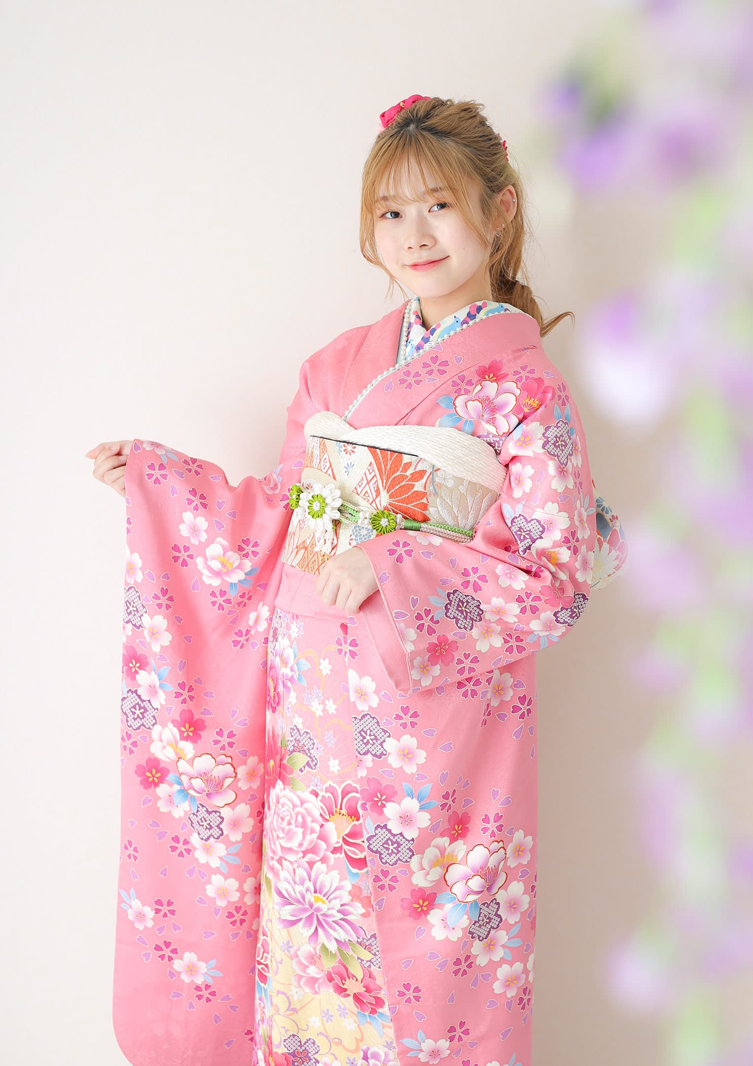 振袖ネットレンタル：舞姫古典】ピンク古典×ガーリー/C-043 – kimono