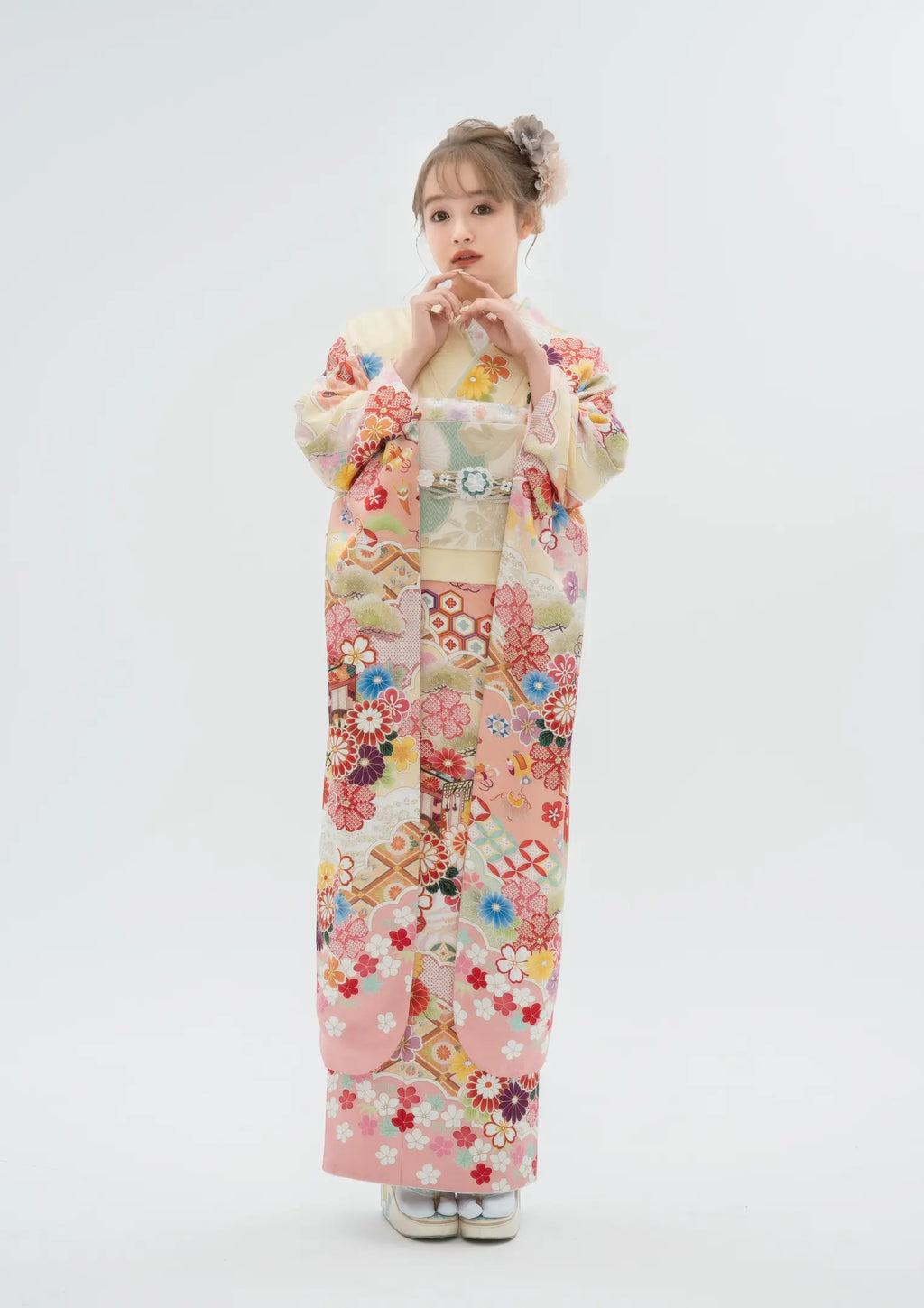振袖ネットレンタル：ピンクで愛らしく 】可愛らしい舞妓さんのように