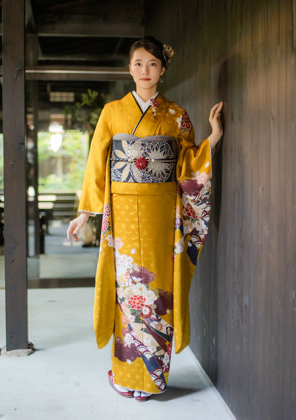 振袖ネットレンタル：辛子色の和 】洗練された伝統美/KH-505 – kimono