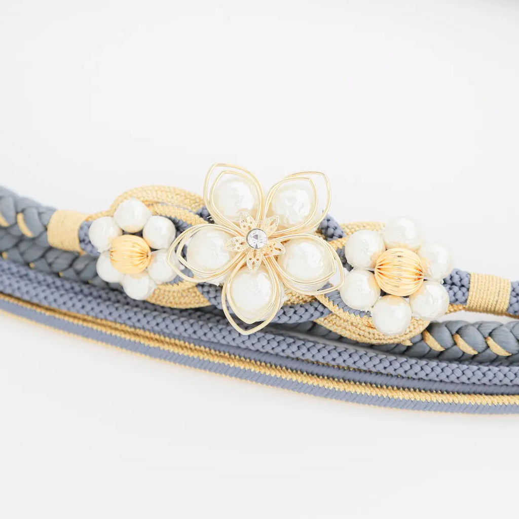 小紋 フルセット お花 花びら パールトーン加工 躾糸付き 着物 H0