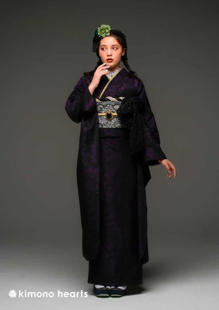 美品 正絹お振袖 7点フルセット Mサイズ 黒 】 （振袖フルセット 振袖 