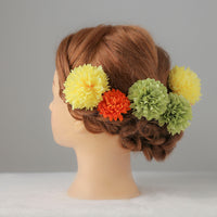 【髪飾り販売：成人式・卒業式に！黄・緑・オレンジのスプレーマム】振袖・袴用和装ヘアアクセサリー/hair-20