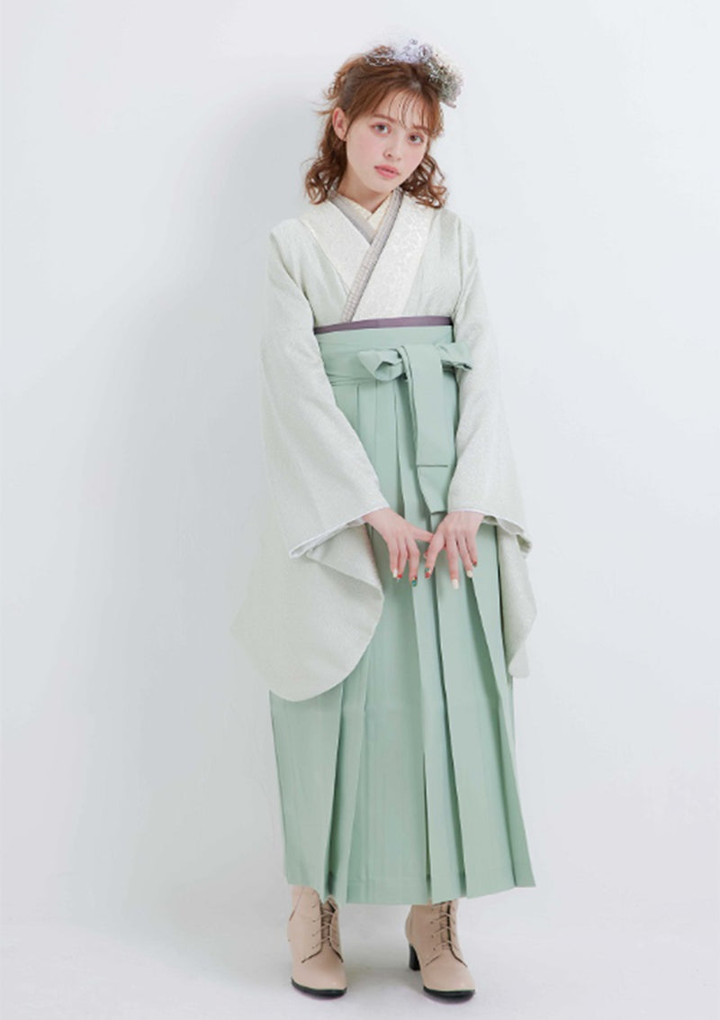 【袴：人気のレース着物は珍しい緑とグレーのニュアンスカラーでおしゃれ】BEN-1：TA-K1