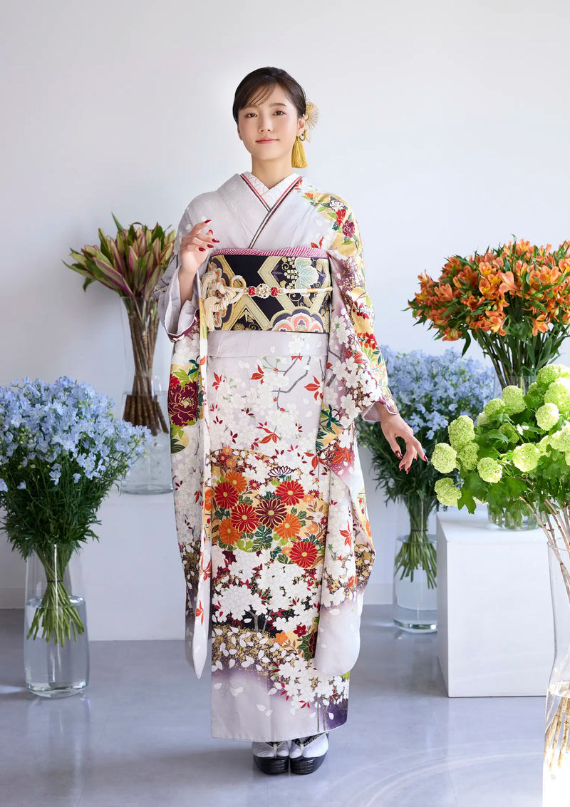 【振袖ネットレンタル：淡い藤色 】高級古典振袖/KH-327