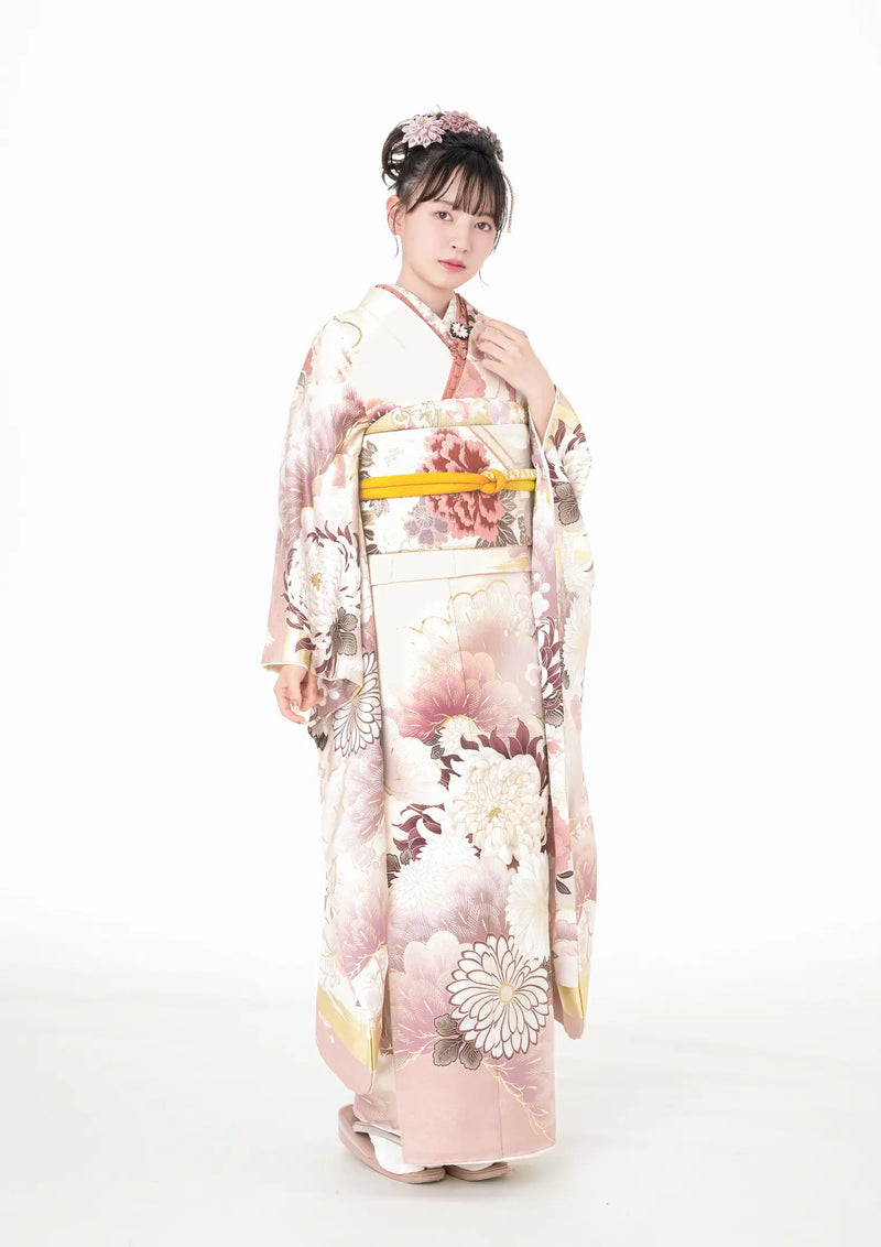 【振袖ネットレンタル：淡い桃色】柔らかく優しい雰囲気/KH-574