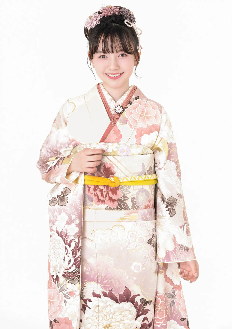 【振袖ネットレンタル：淡い桃色】柔らかく優しい雰囲気/KH-574