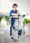 【振袖ネットレンタル：青に牡丹 】品よく美しく々/KH-577