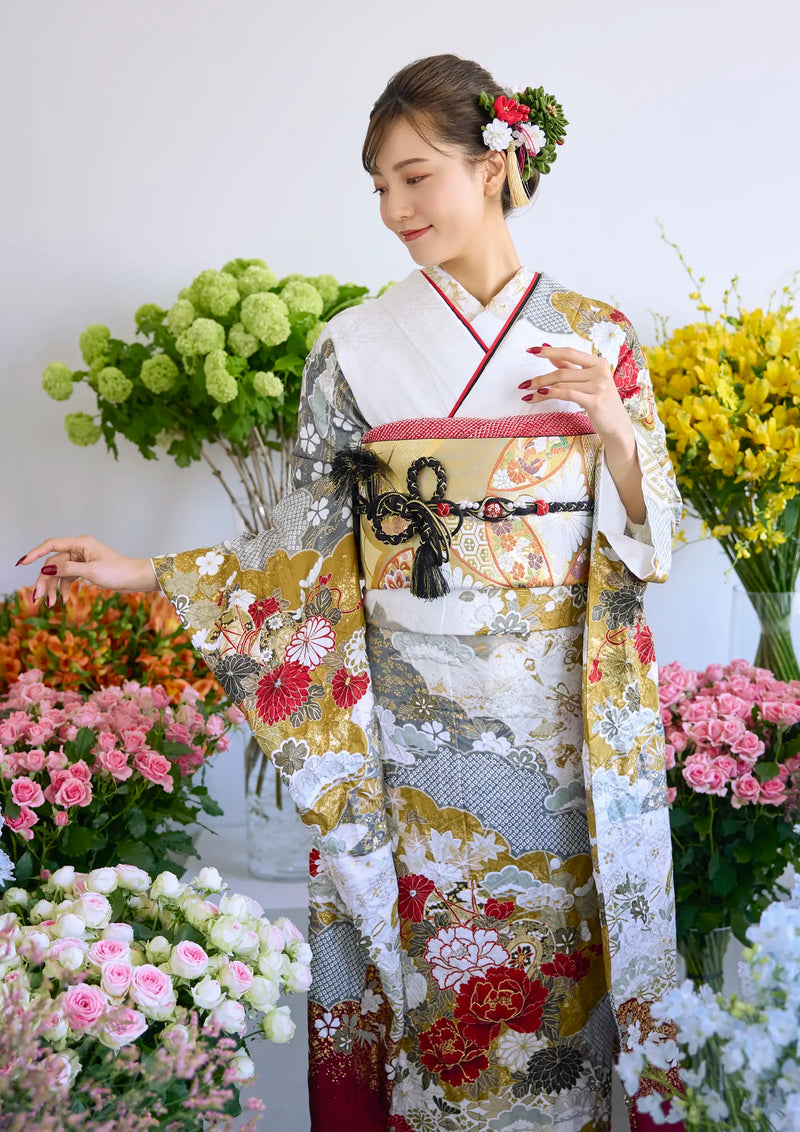 【振袖ネットレンタル：瑞雲牡丹 】王道に格式高く/KH-578