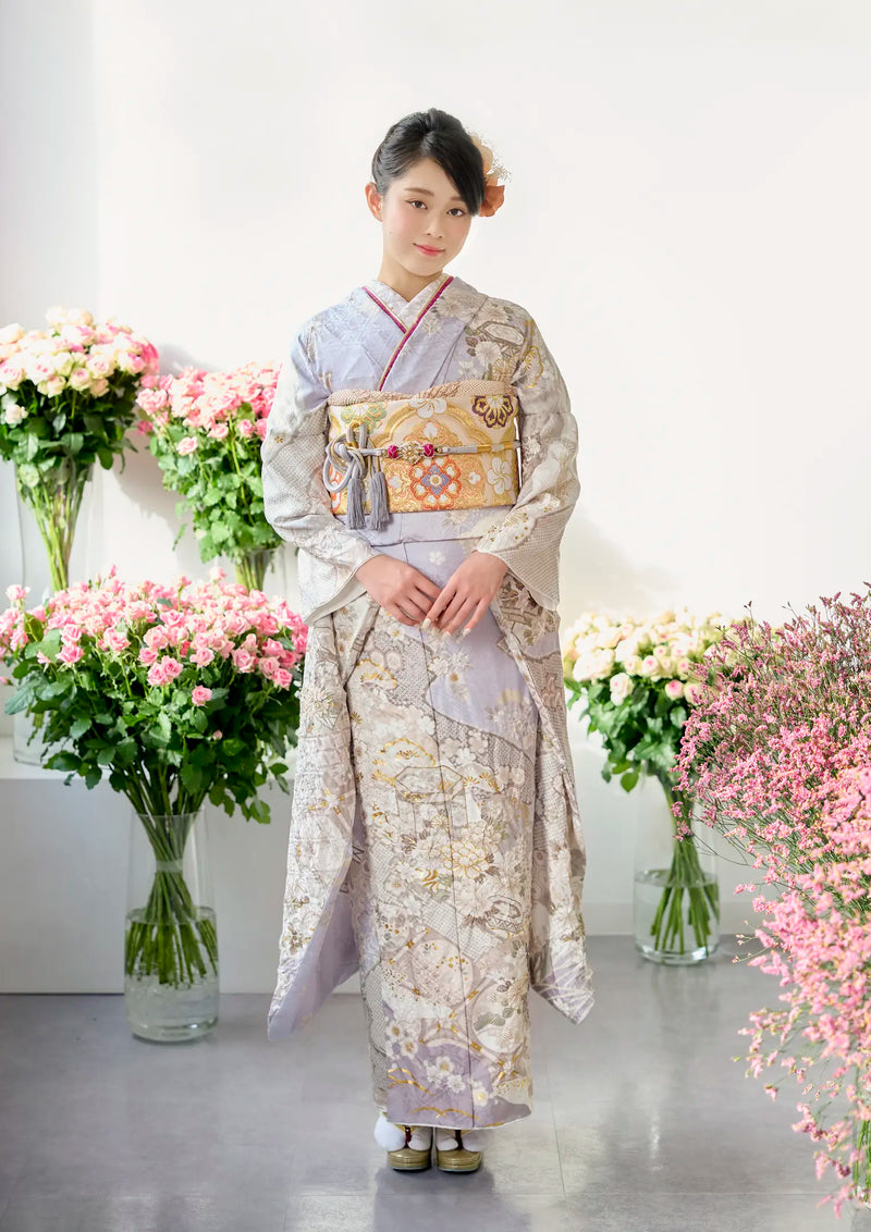 【振袖ネットレンタル：淡藤色に吉祥文様 】慎ましく上品に/KH-580