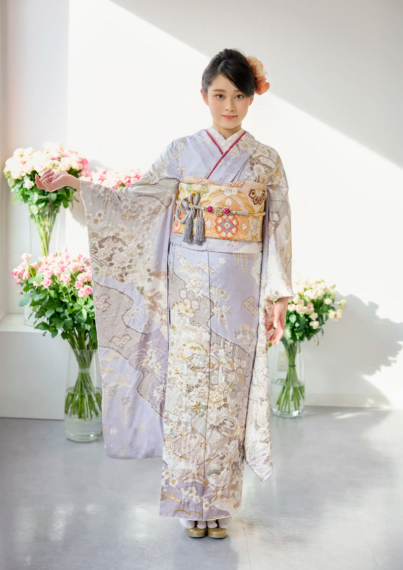 【振袖ネットレンタル：淡藤色に吉祥文様 】慎ましく上品に/KH-580