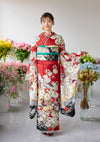 【振袖ネットレンタル：赤と花 】愛らしい花々/KH-591