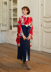 【袴ネットレンタル：レトロ椿】ポップで個性的に/NKH134