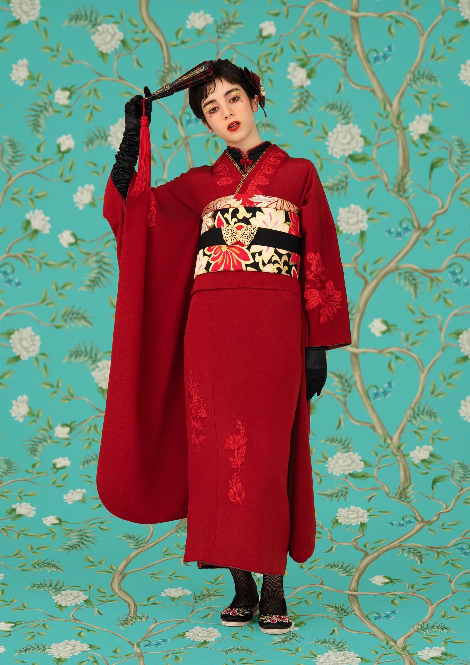 振袖ネットレンタル:オリエンタルな赤 】シノワズリで個性的に/KH-524 振袖ネットレンタル:オリエンタルな赤 】シノワズリで個性的に/KH-524