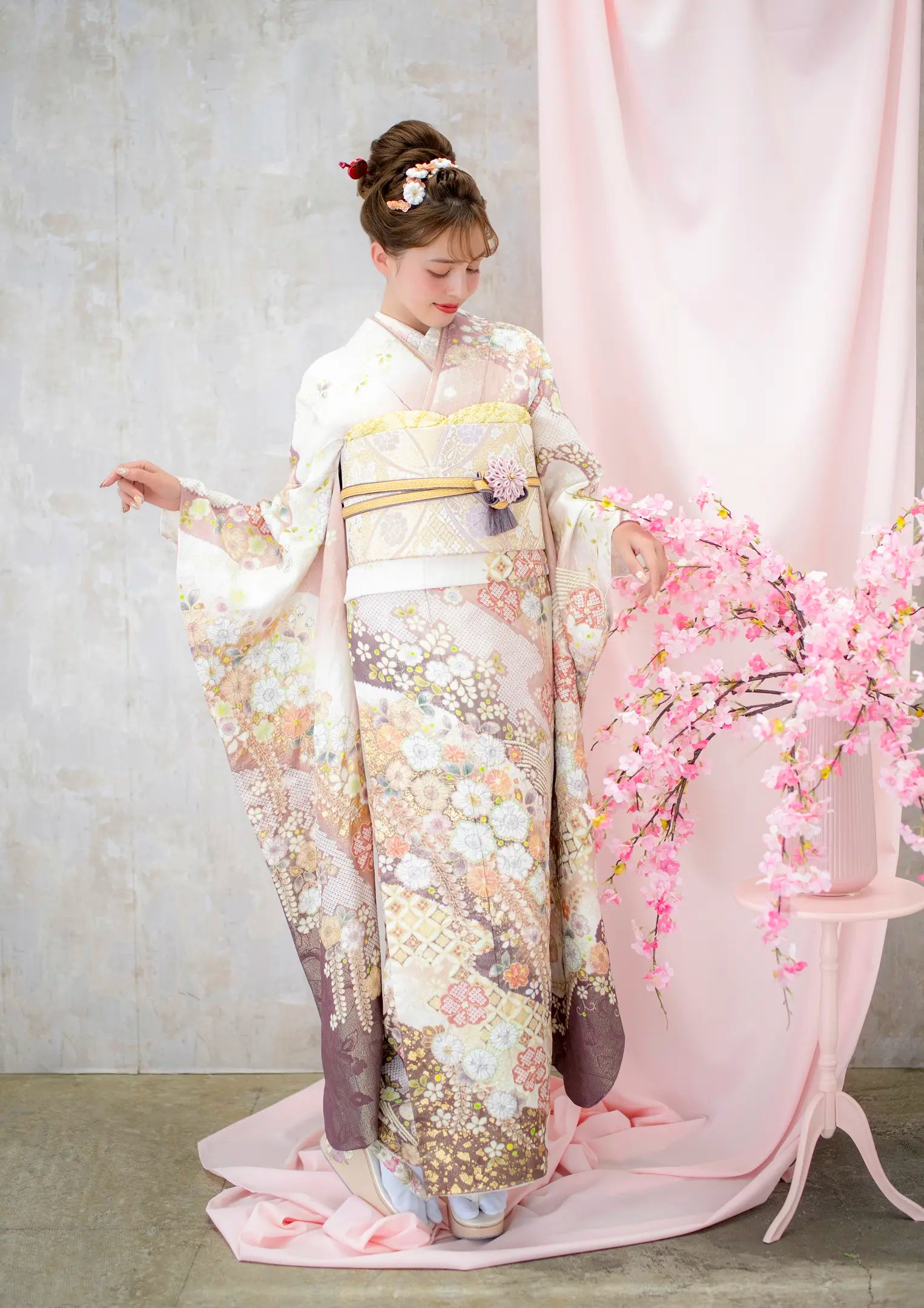 振袖ネットレンタル: 桃色と辻ヶ花】ふんわりピンクで愛らしく/KH-539 振袖ネットレンタル: 桃色と辻ヶ花】ふんわりピンクで愛らしく/KH-539