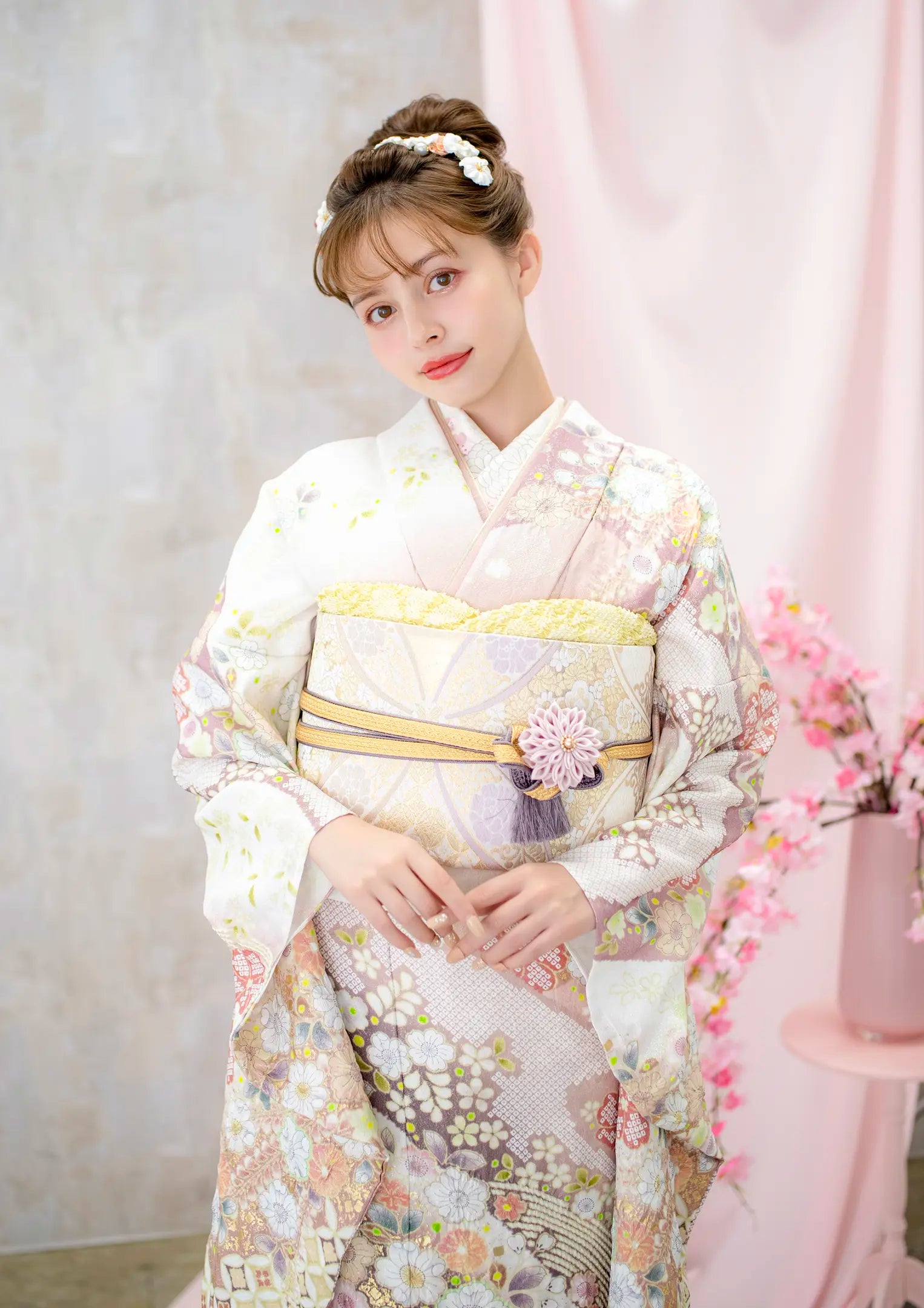 振袖ネットレンタル: 桃色と辻ヶ花】ふんわりピンクで愛らしく/KH-539 振袖ネットレンタル: 桃色と辻ヶ花】ふんわりピンクで愛らしく/KH-539