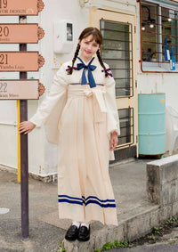 【袴ネットレンタル：クラシカルセーラーアイボリー】洋風な学生さん/NN-R3