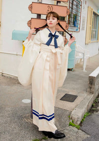 【袴ネットレンタル：クラシカルセーラーアイボリー】洋風な学生さん/NN-R3