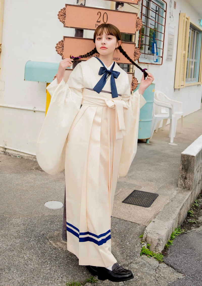 【袴ネットレンタル：クラシカルセーラーアイボリー】洋風な学生さん/NN-R3