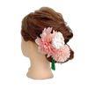 【髪飾り：ピンクベージュの花に緑のタッセルがアクセント】hair-35