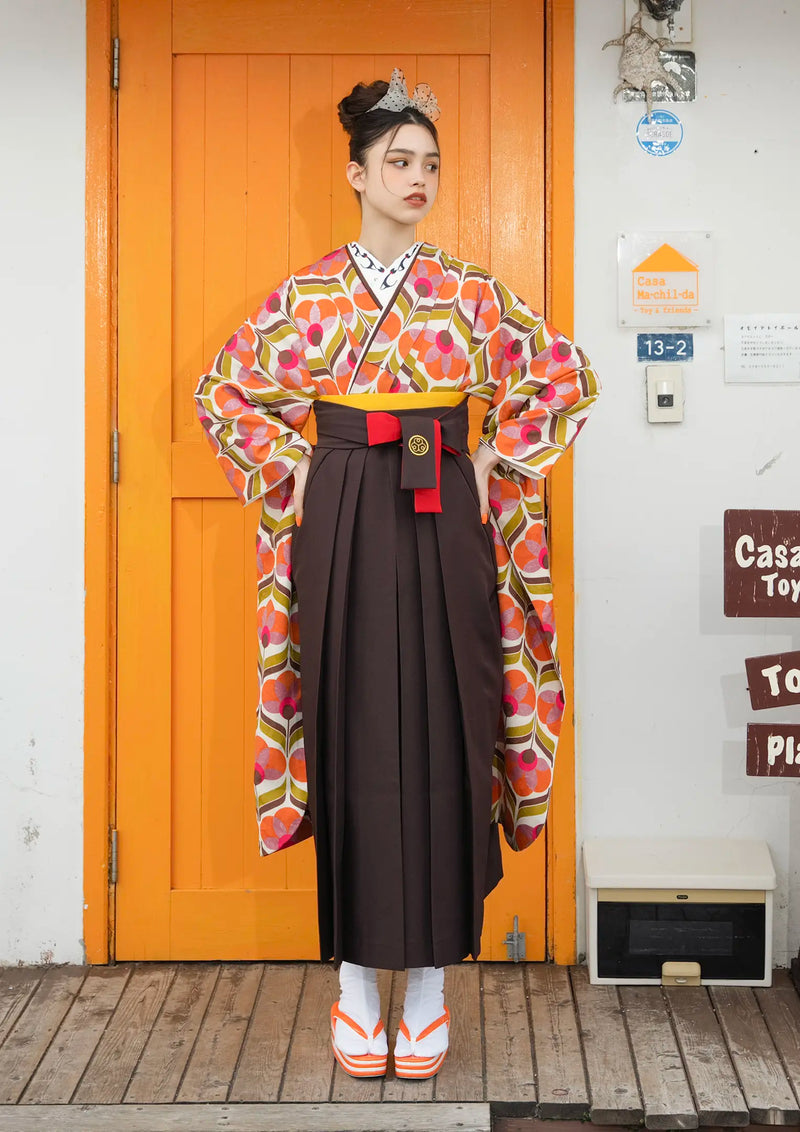 【袴ネットレンタル：レトロブラウン】昭和レトロを楽しんで/NKH-554