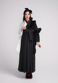 【袴ネットレンタル：モノクロ】白と黒のツートーンコーデ/NMR-4