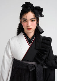 【袴ネットレンタル：モノクロ】白と黒のツートーンコーデ/NMR-4