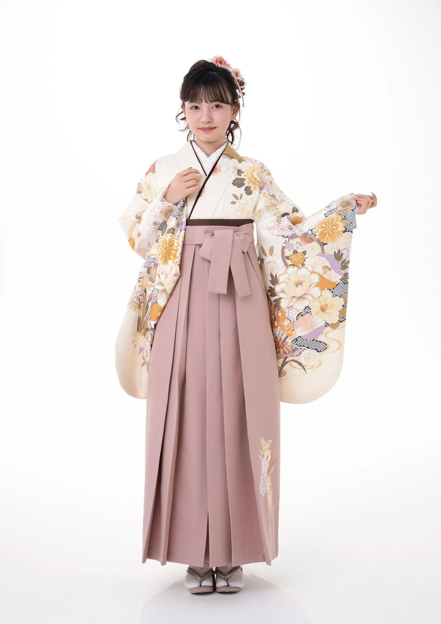 正絹 拾袴11175 本絹西陣平織 馬乗・仕舞袴 紐下84К淡