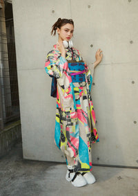 【振袖ネットレンタル：カラフル幾何学】POPな総柄デザイン/FL-E101