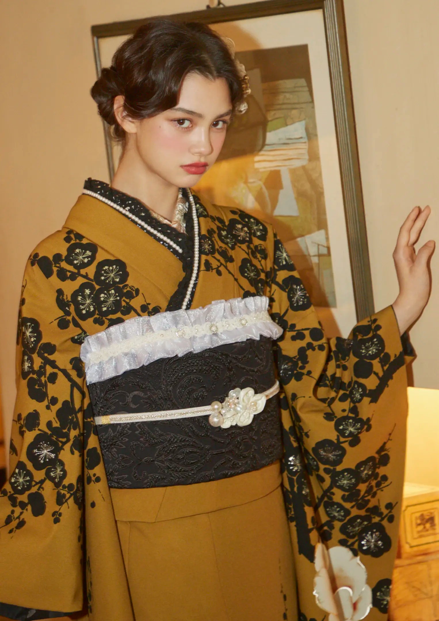 【振袖ネットレンタル：モダンガール】和洋折衷なデザイン/FL-E104