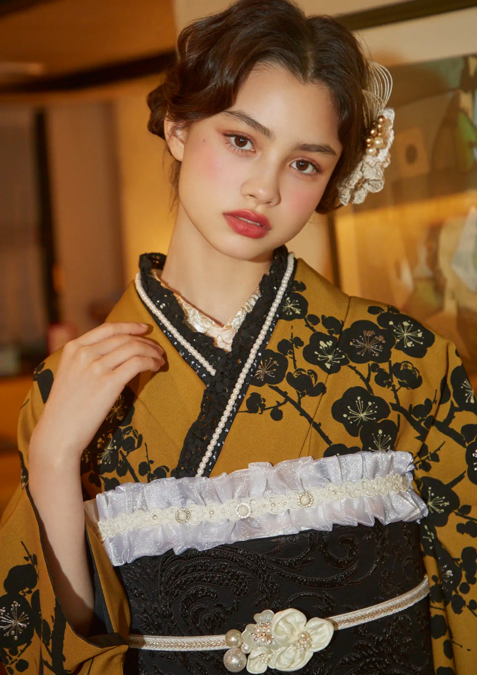 【振袖ネットレンタル：モダンガール】和洋折衷なデザイン/FL-E104