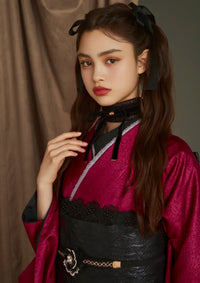 【振袖ネットレンタル：ビビッドピンクの闇かわゴシック】毒っけピンクのダークゴシックスタイル/FL-E106