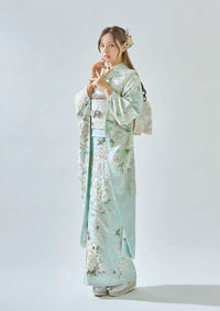 【振袖ネットレンタル：桜と牡丹】ふんわりパステルミント/FL-E305