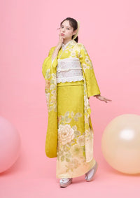 【振袖ネットレンタル：マスタードカラー】ちょっと大人可愛く/FL-E311