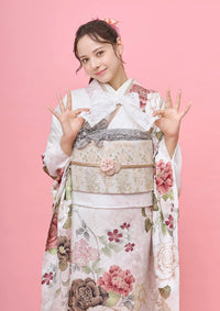 【振袖ネットレンタル：くすみピンク】ガーリーな雰囲気で可愛く/FL-E314