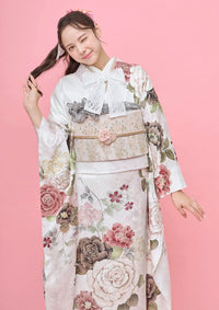 【振袖ネットレンタル：くすみピンク】ガーリーな雰囲気で可愛く/FL-E314