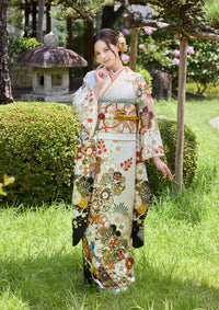 【振袖ネットレンタル：凛とした佇まいと美しさ】梅の花が愛らしい白/FL-E318