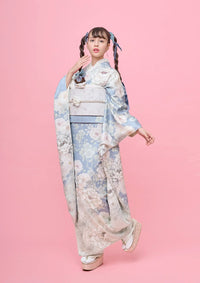 【振袖ネットレンタル：パステルブルー】あざと可愛く/FL-E319