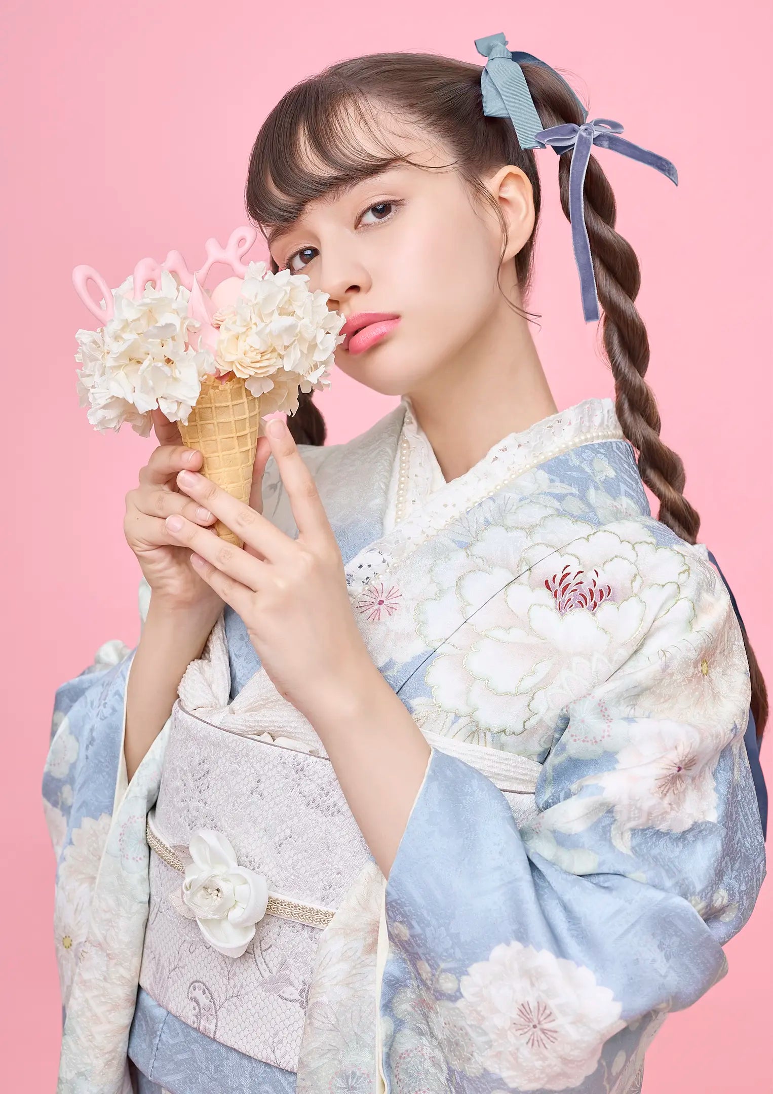 【振袖ネットレンタル：パステルブルー】あざと可愛く/FL-E319