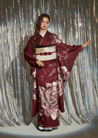 【振袖ネットレンタル：スマートな深紅ローズ】洗練された大人の赤を着こなす/FL-E402