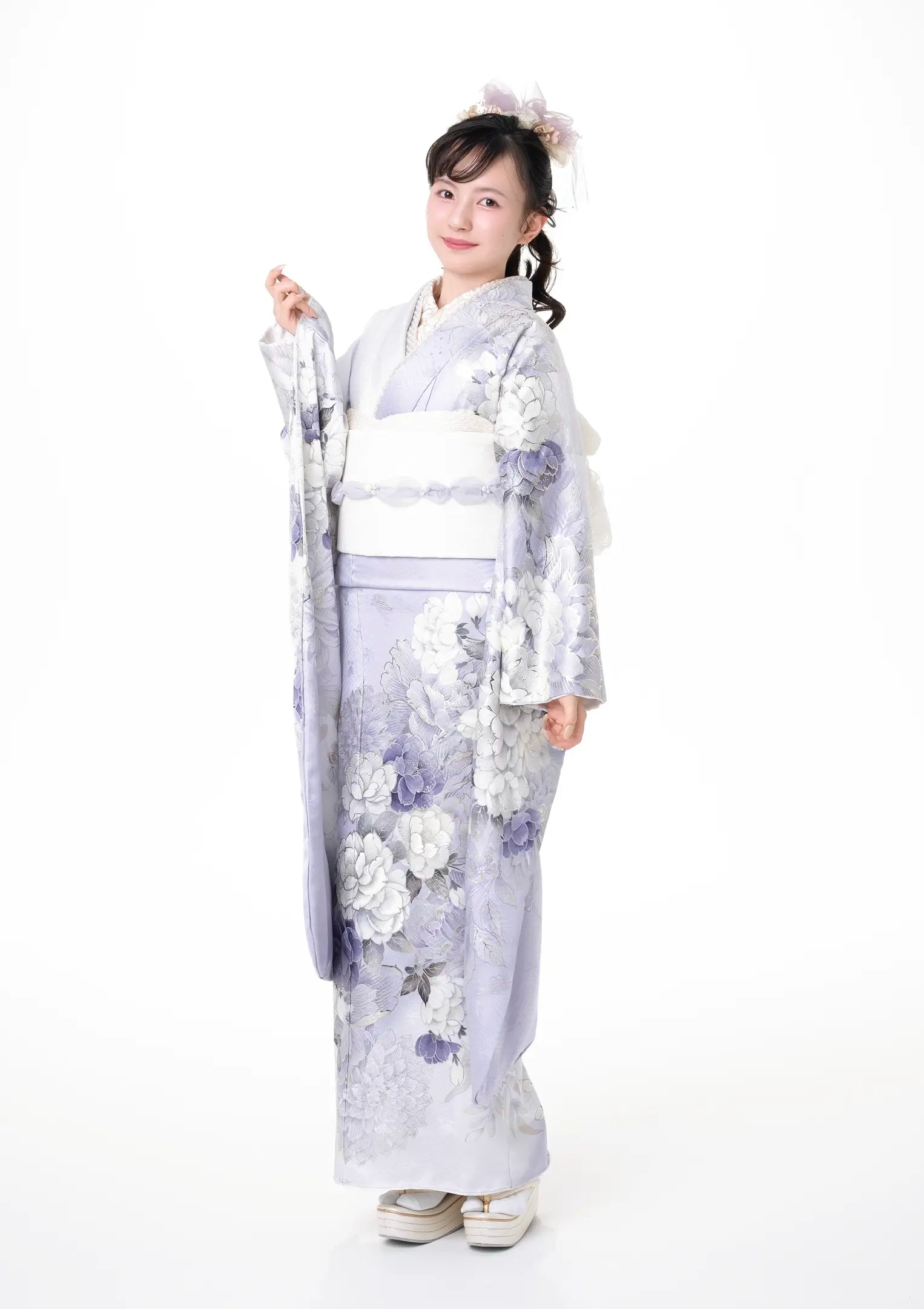 【振袖ネットレンタル】ガーリーなパステルパープルに牡丹/KH-571