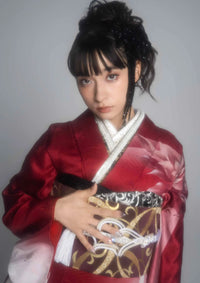 【振袖ネットレンタル】白地に赤で大胆に品よく/KH-599