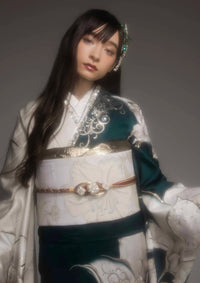 【振袖ネットレンタル】百合が煌めく深緑/KH-606