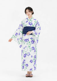 【浴衣販売】セパレート浴衣帯つきセット朝顔がレトロで可愛い雰囲気/WY-19