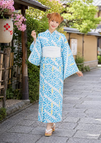 【浴衣販売】セパレート浴衣帯つきセット爽やかな水色が夏らしい爽やかな水色が夏らしい/WY-3