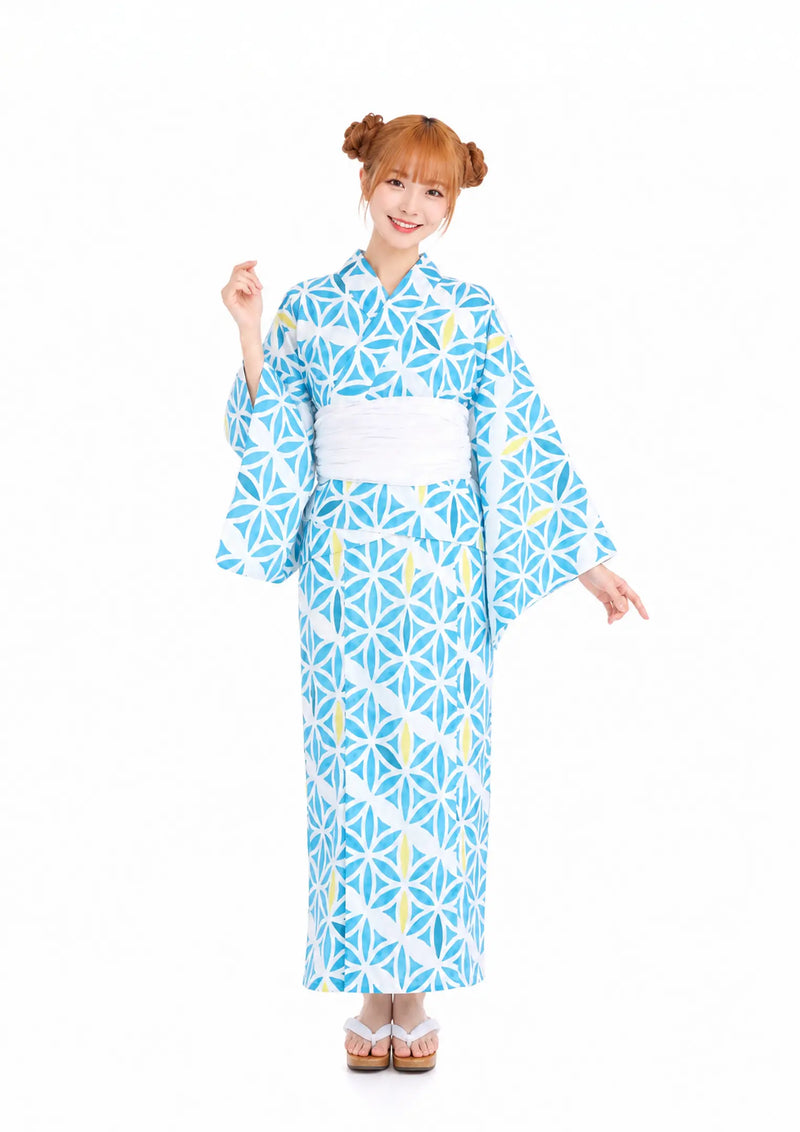 浴衣販売】セパレート2way浴衣帯つきセット爽やかな水色が夏らしい/WY
