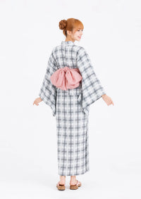 【浴衣販売】セパレート浴衣帯つきセット珍しいモダンなチェック柄/WY-4