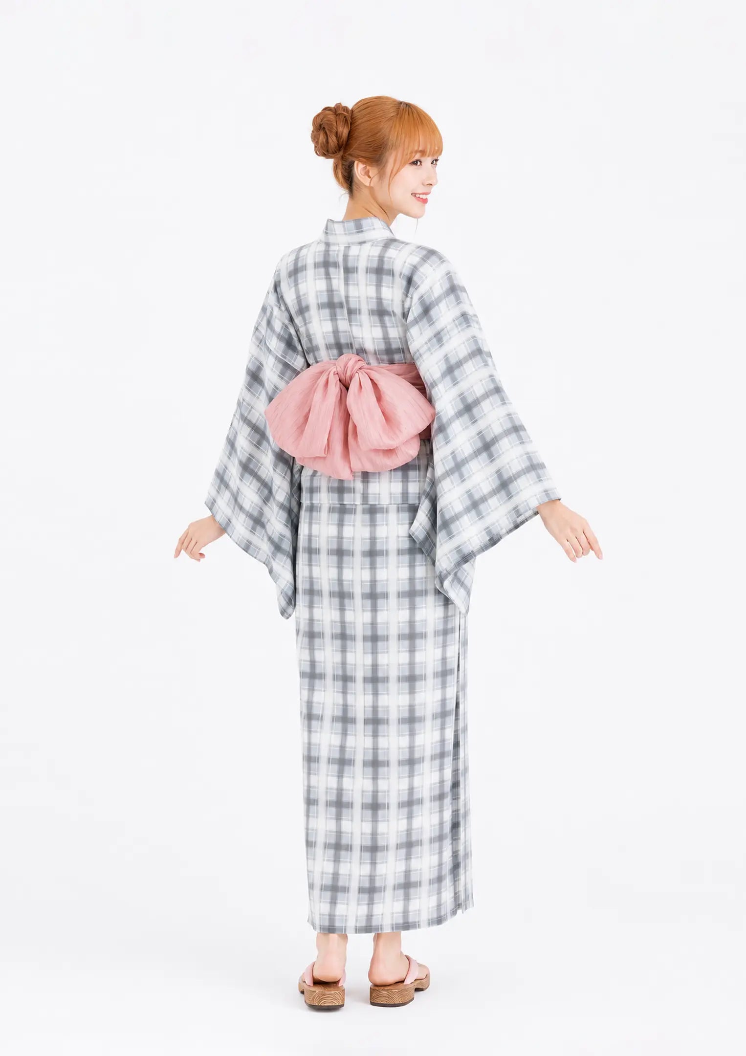 【浴衣販売】セパレート浴衣帯つきセット珍しいモダンなチェック柄/WY-4